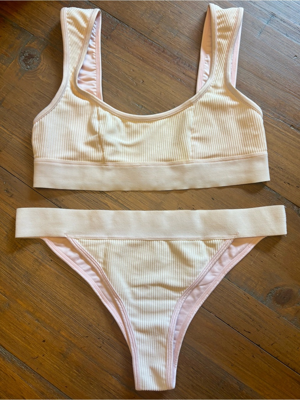 Frankie’s bikinis pink ribbed bikini set - Picture 2 of 11